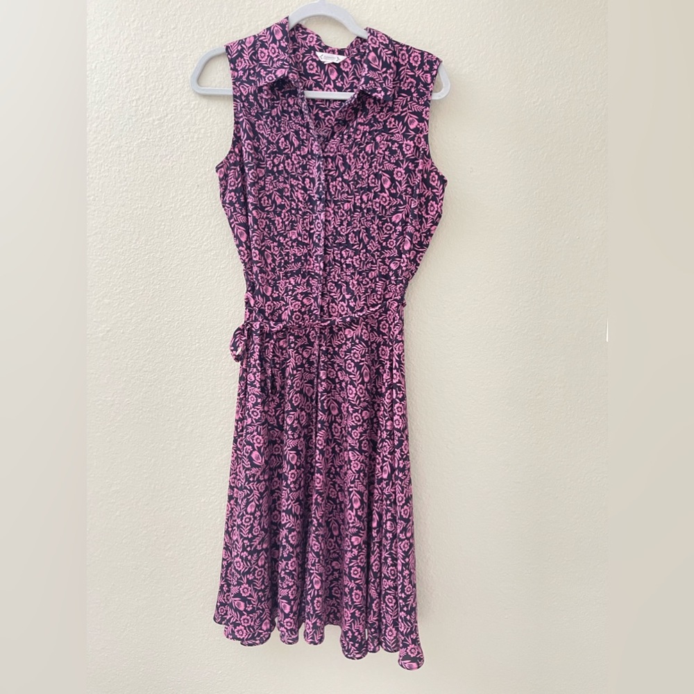 Nanette Lepore Pink Floral Button Sleeveless Dress